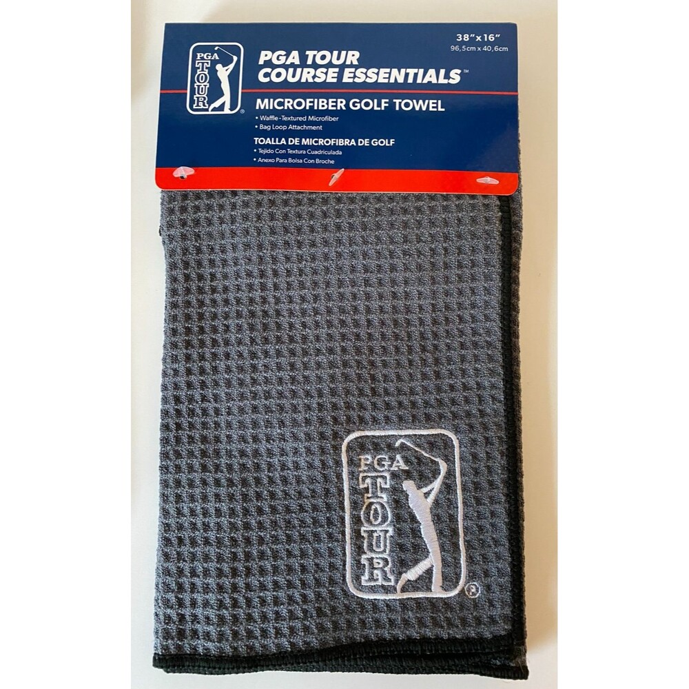 NEW PGA Tour Course Essentials Microfiber Golf Towel Waffle-Textured 38" X 16"